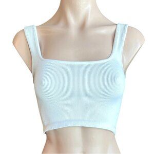 FP Movement by Free People Happiness Runs White Ribbed Tank Good Condition